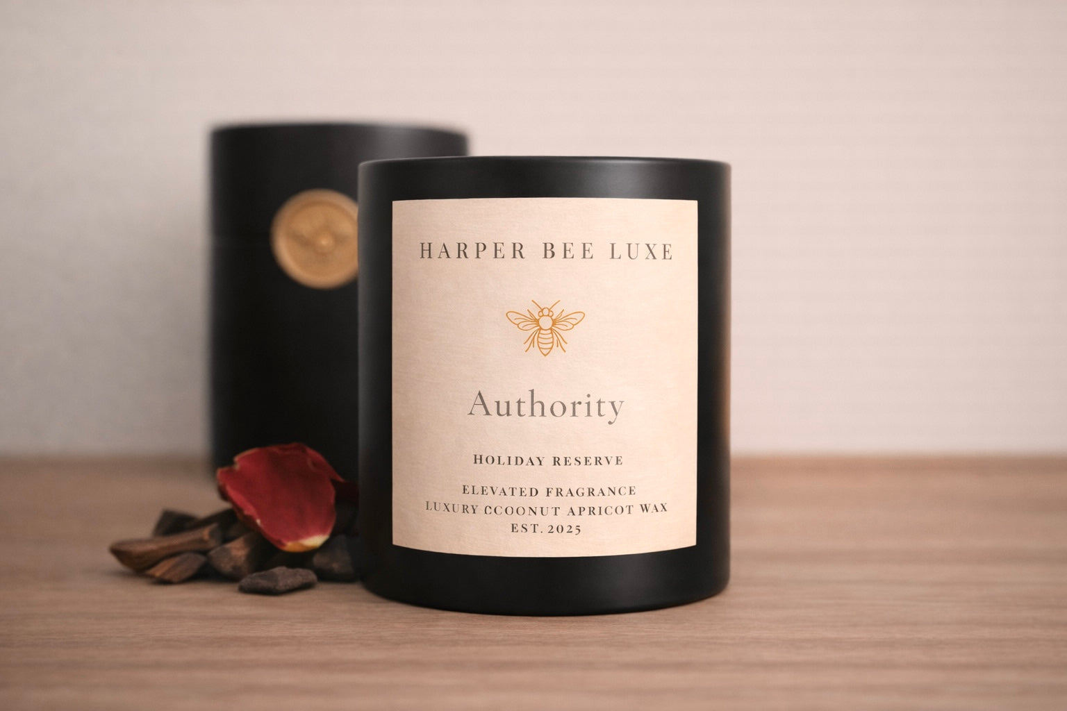Authority | Smoked Oud, Dark Musk & Amber Candle | Luxury Woodsy Scented Candle | 12 oz Ceramic Candle | Harper Bee Luxe
